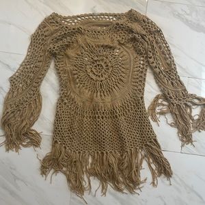 Crochet fringe swim coverup